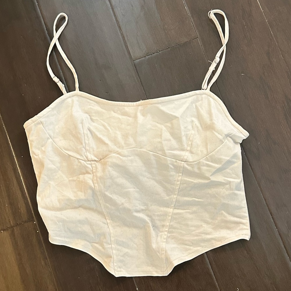 PacSun L.A. Hearts White Corset Cropped Tank Top Size M